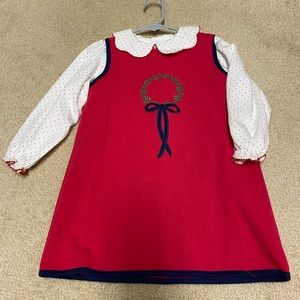 Tbbc red wreath jumper 4t with coordinating red dot shirt 5t